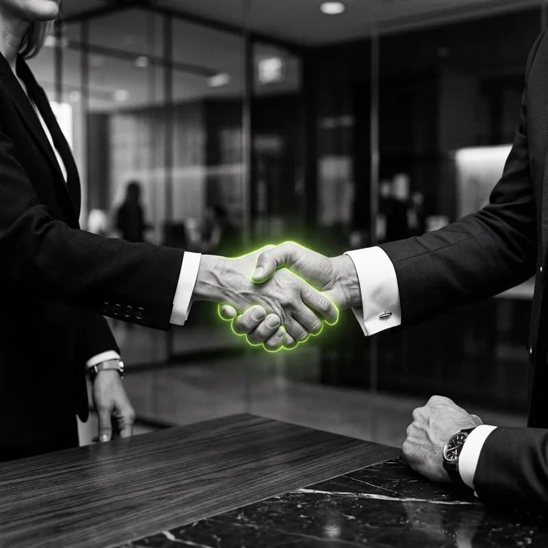 Aperto de mãos simbolizando um novo contato comercial
